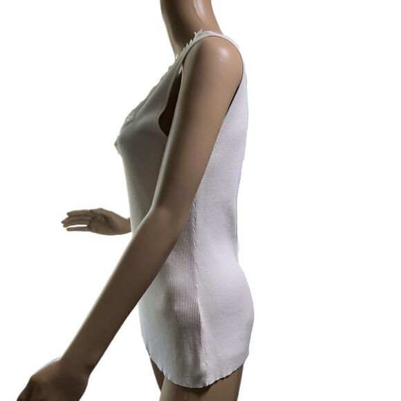 Ruby Rd Womens Sleeveless White Scoop Neck Ruffled Tank Top Size Large - Picture 9 of 11